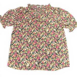 Pleione Ruffle Sleeve Floral Top Flowy Shirt Women’s Size Small
